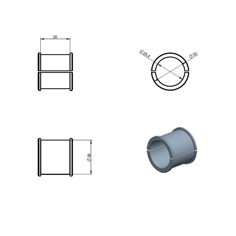 Kikkertmontageringe reduktion 30mm til 1" | 2stk