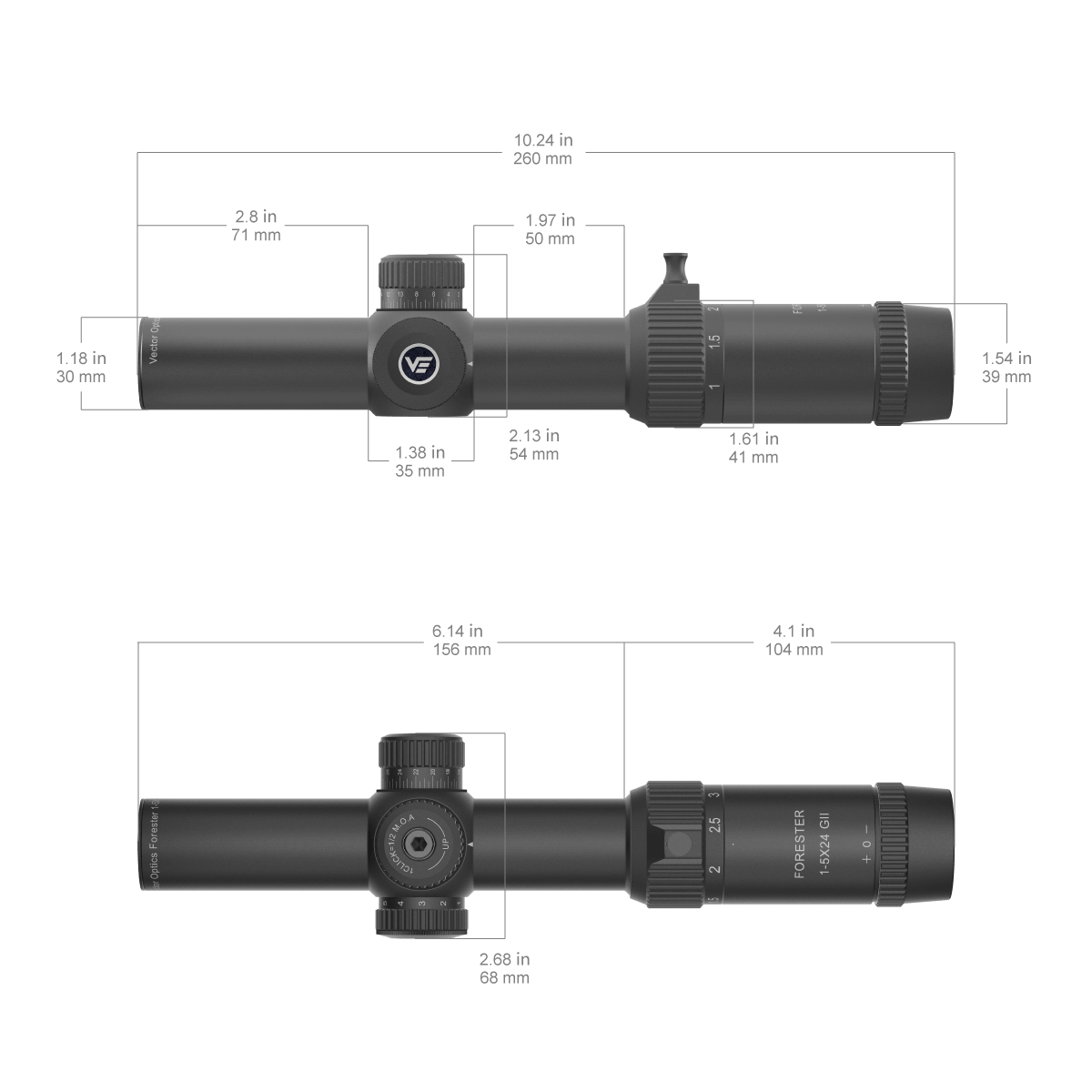 Vector Optics Forester 1-5x24SFP GenII riffelkikkert Vector Optics