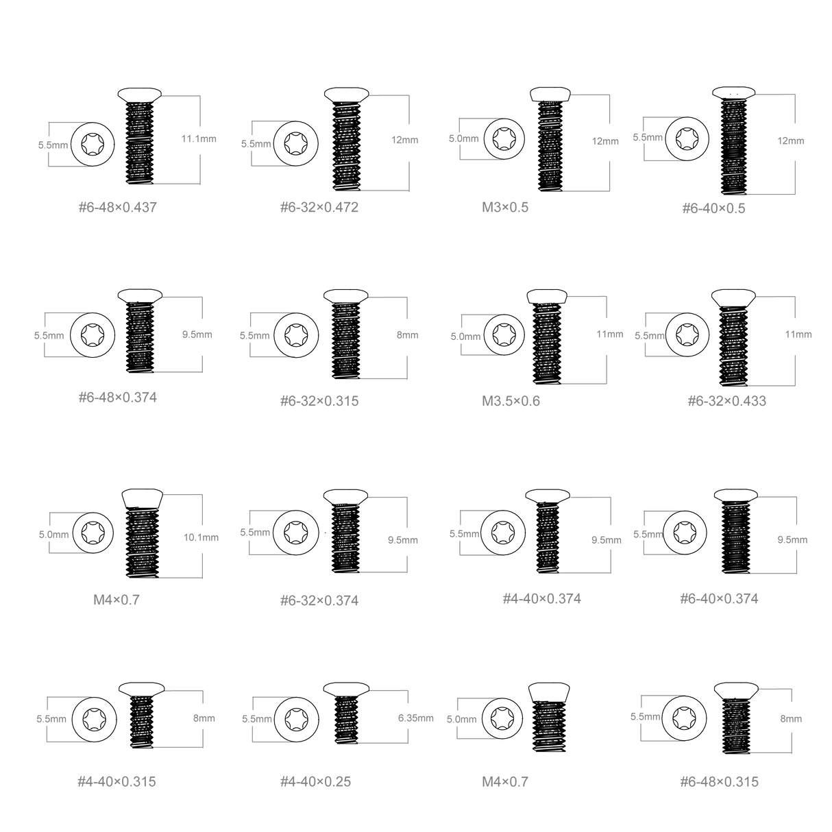 Sæt af skruer Vector Optics