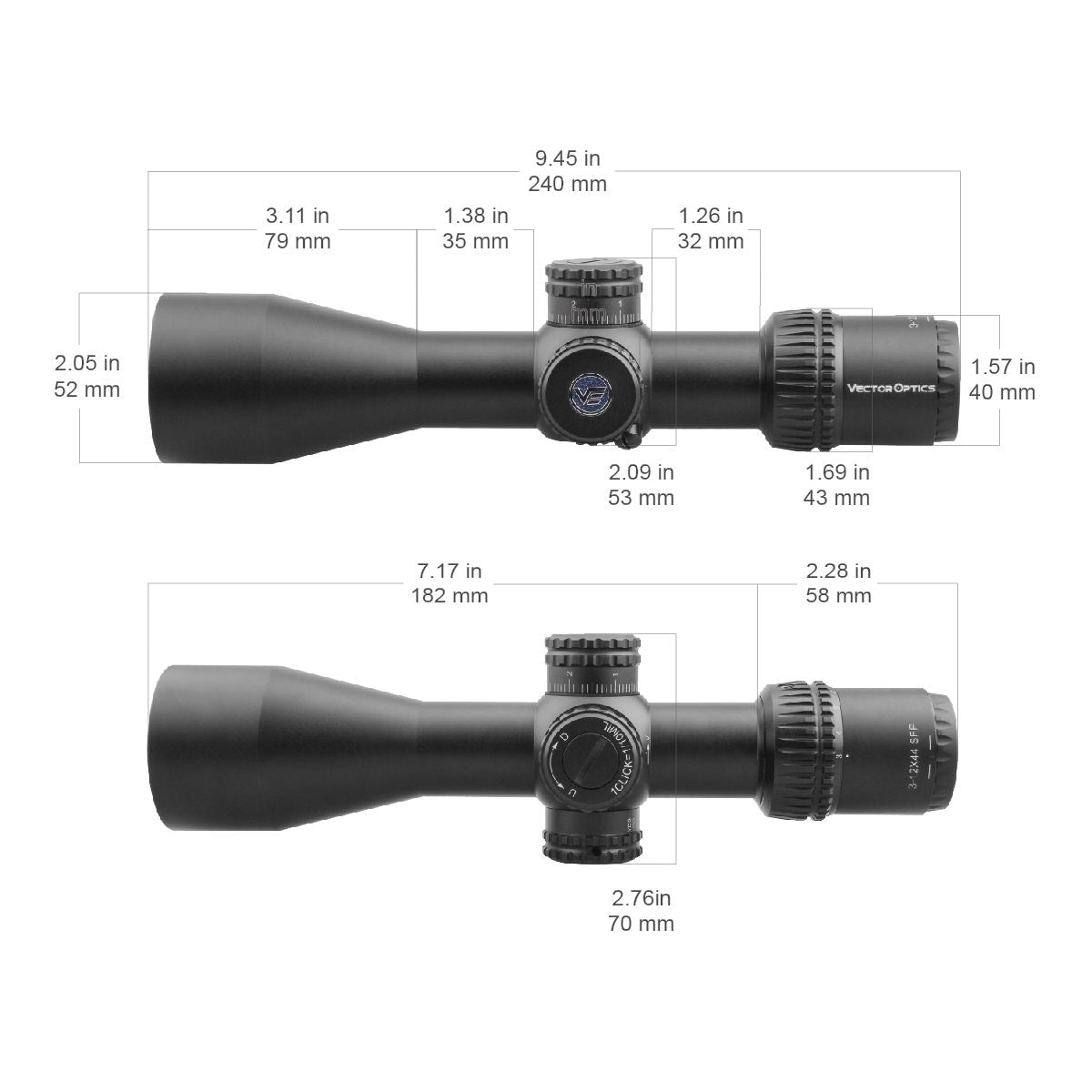Vector Optics Veyron 3-12x44 SFP kompakt riffelkikkert Vector Optics