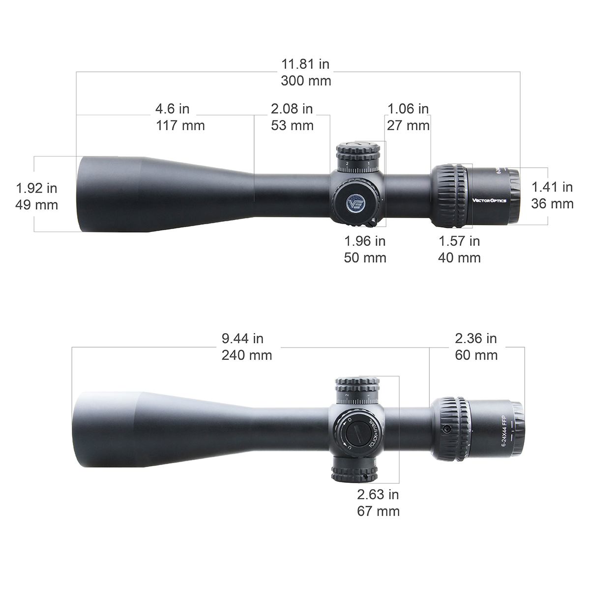 Vector Optics Veyron 6-24x44 FFP riffelsigte Vector Optics