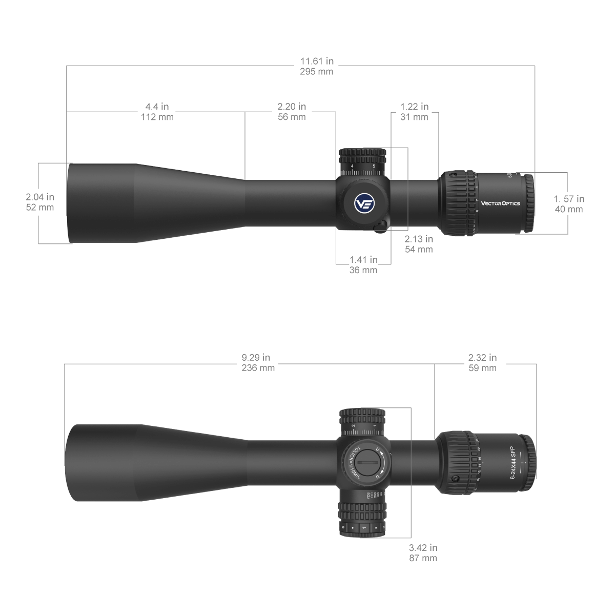 Vector Optics Veyron 6-24x44IR SFP kompakt riffelkikkert Vector Optics