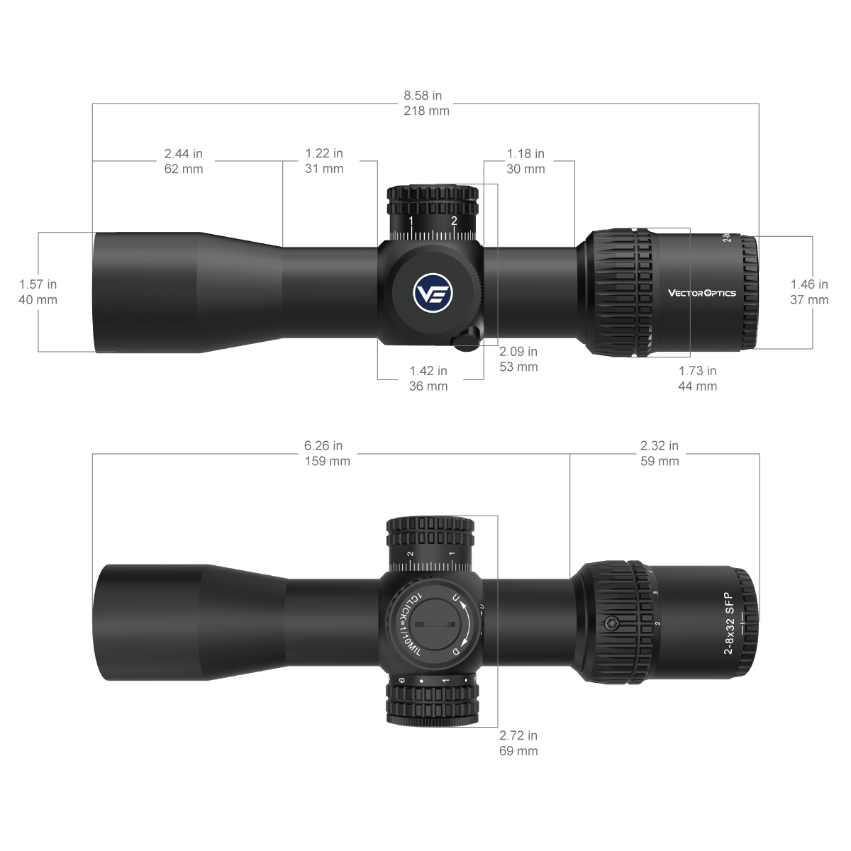 Vector Optics Veyron 2-8x32IR kompakt riffelkikkert Vector Optics