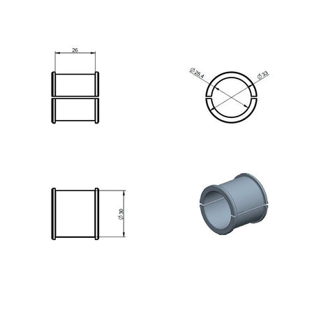 Kikkertmontageringe reduktion 30mm til 1" | 2stk