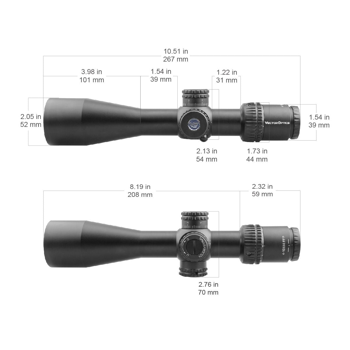 Vector Optics Veyron 4-16x44 FFP riffelkikkert Vector Optics