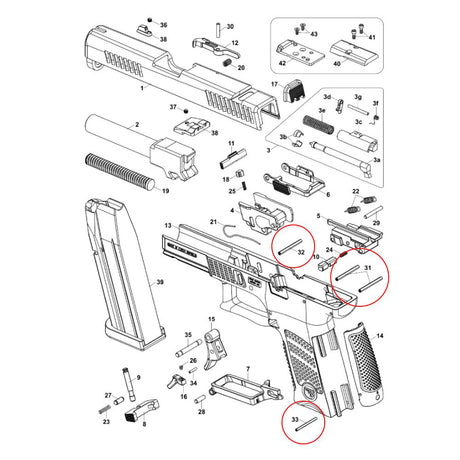 CZ P-10 sæt af stifter