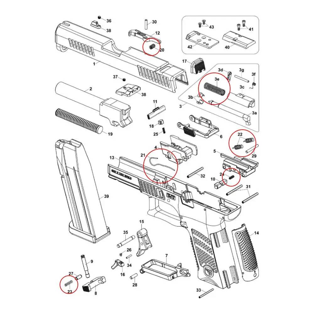 CZ P-10 sæt med fjedre