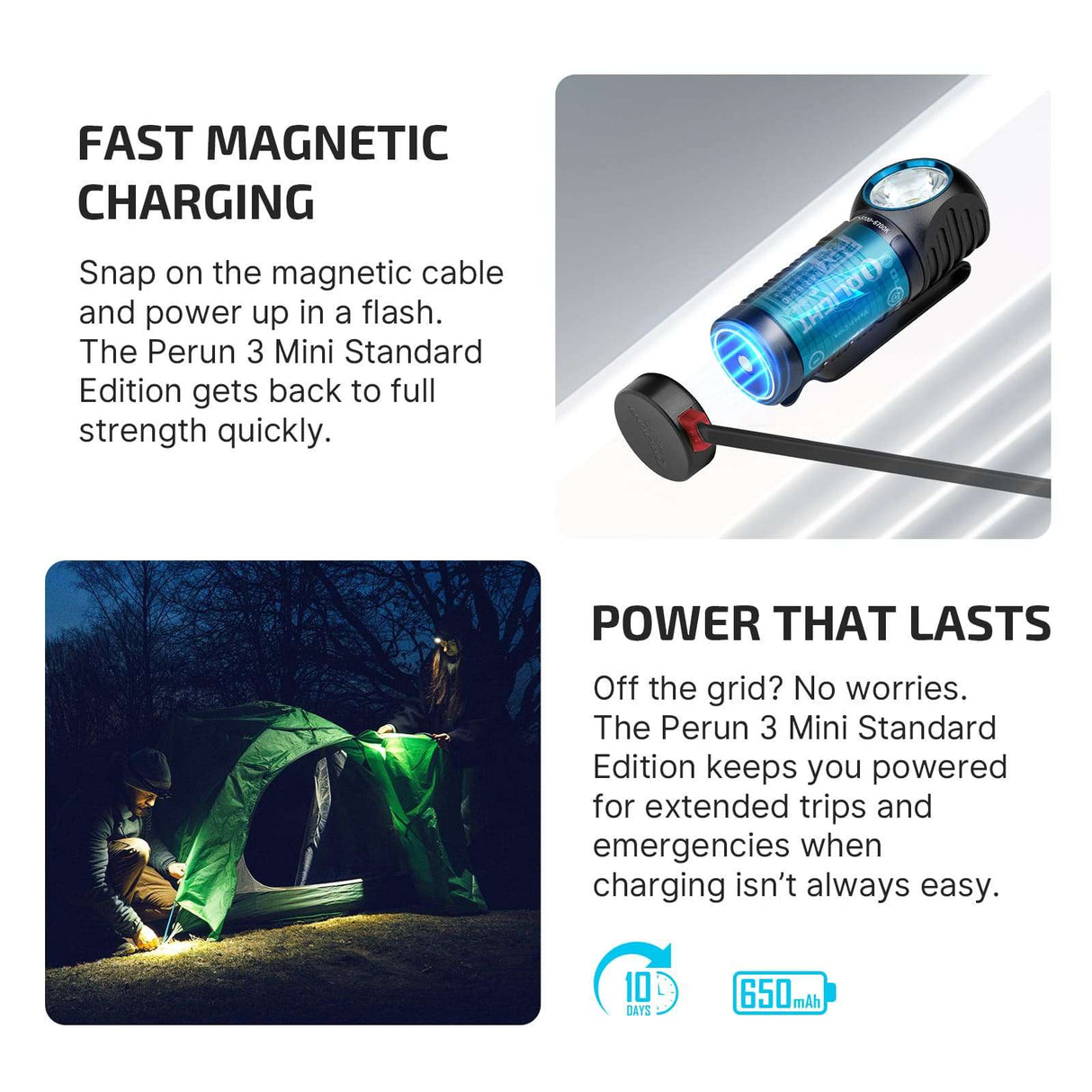 Olight Perun 3 Mini | genopladelig pandelampe | 1.250 lm