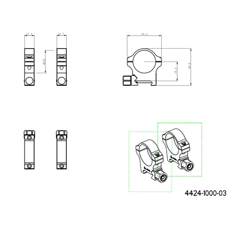 30mm kikarsigteringer | Picatinny-skinne med skrueknap JK-N